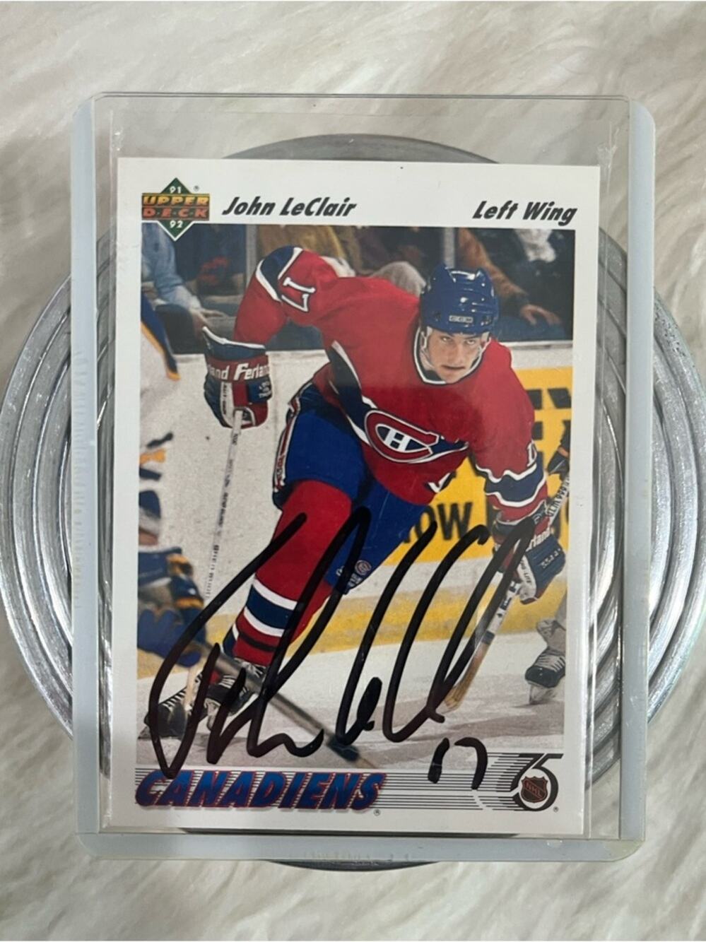 Upper Deck John LeClair Montreal Canadiens Autographed Hockey Card 91-92